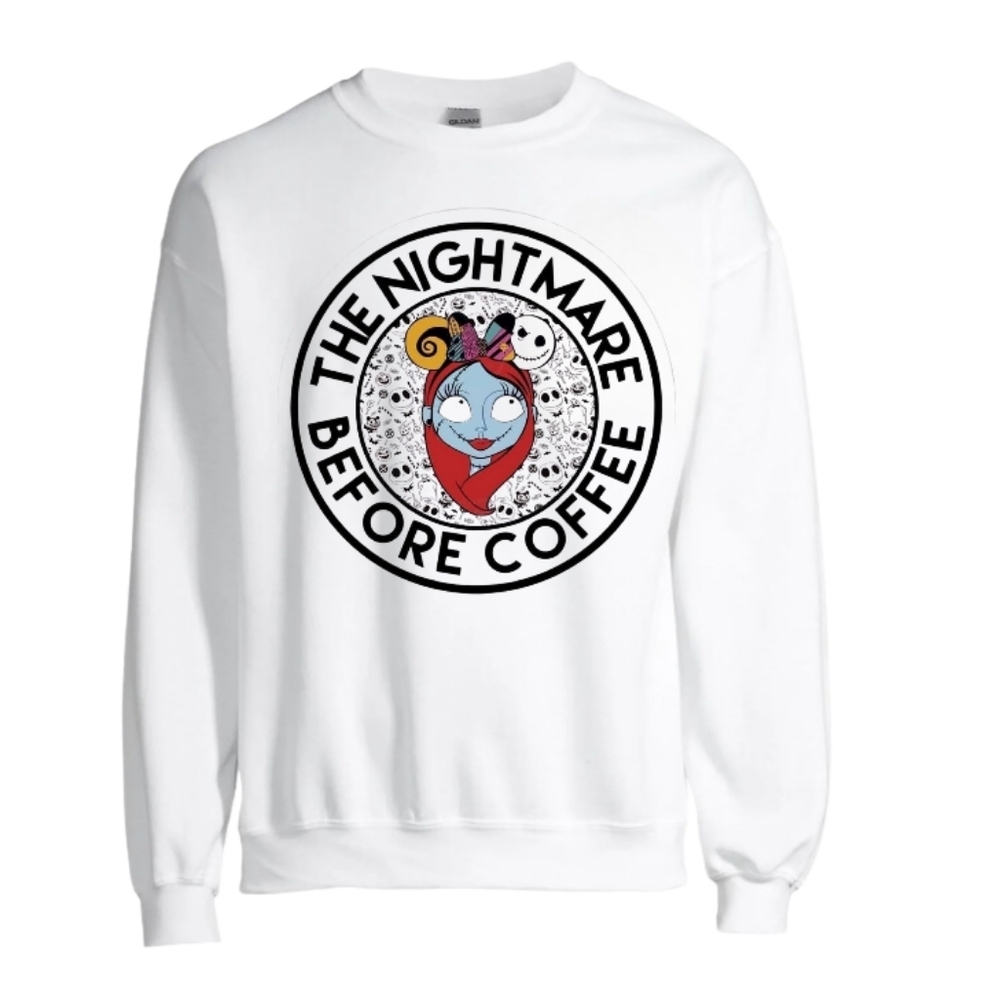 White Nightmare Before Coffee Sweatshirt